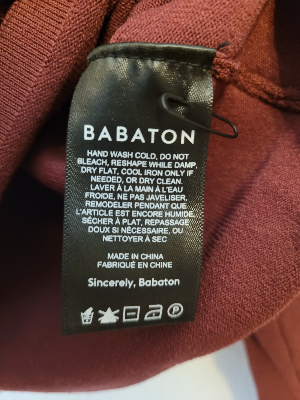Babaton Contour Square Neck Long Sleeve Crop Top Mauve Pink Size Large - Picture 3 of 4